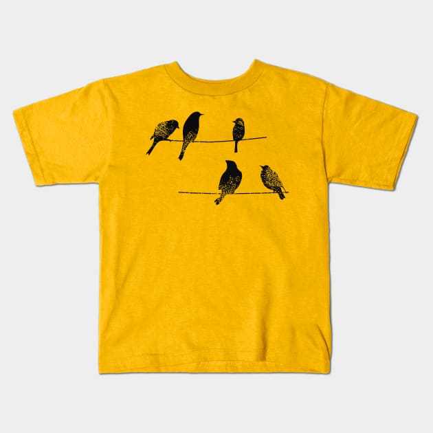 Birds on a wire Kids T-Shirt by animericans